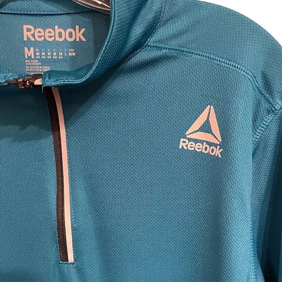 REEBOK Track Jacket 1/4 Zip Long Sleeve Pullover Mock Neck Blue Mens M - Picture 4 of 8